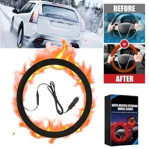 2PCS Heated Steering Wheel Cover Car Heating Hand Warmer 15in Tangle Free Design - Picture 1 of 17