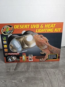 Desert UVB & Heat Complete Lighting Kit Reptile Terrarium Dual Heating Light NIB - Picture 1 of 5