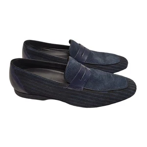 MEZLAN ROGIER MEN'S CALFSKIN & SUEDE LOAFERS Navy Blue SIZE 11 M - Picture 1 of 9