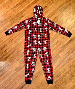 Munki Munki Snoopy Weihnachten Body Schlafanzug XL ~ Reißverschluss Kapuze Neu mit Etikett - Bild 1 von 14