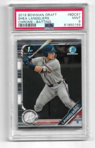 BOWMAN CHROME DRAFT 2019 SHEA LANGELIERS BATTING PSA 10 ROOKIE RC 1° #BDC67 - Foto 1 di 1