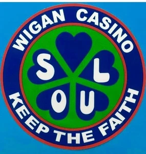 NORTHERN SOUL VINYL STICKER - WIGAN CASINO - KEEP THE FAITH -100MM DIA - Picture 1 of 1