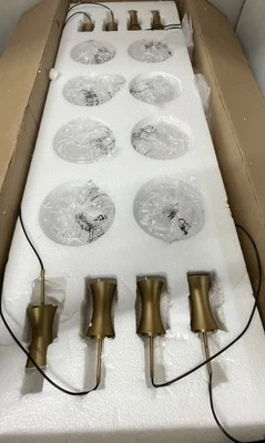 ET2 E24165-18BKGLD Newton 8 Light 39" Wide LED Pendant, Black/Gold - Image 1 of 2