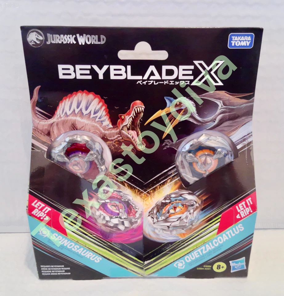 Jurassic World BEYBLADE X Spinosaurus VS Quetzalcoatlus Dinosaur pacote com 2 **LEIA** - Imagem 1 de 4