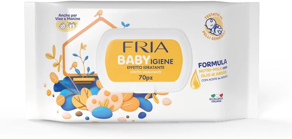 Fria Baby Igiene Salviette per Cambio Pannolino Con Olio Di Argan E Nutrimilk A