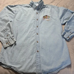 Defecto* Camisa con botones manga larga Disney California Adventure para hombre M mediana  - Imagen 1 de 13