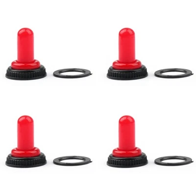 DARUPSUN 4x Car Toggle Switch Boot 12mm Rubber Waterproof Cover Cap IP67 T700-1 Red