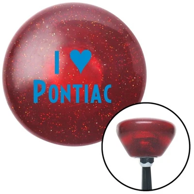 Blue I <3 PONTIAC Red Retro Metal Flake Shift Knob w/ M16x1.5 Insert Shifter - Image 1 of 4
