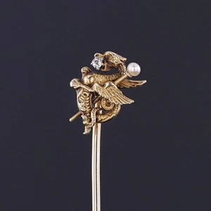 Antique Griffin Stickpin of 12ct Gold - Picture 1 of 4