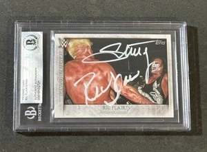 RIC FLAIR & STING 2015 TOPPS WWE DUAL SIGNED AUTOGRAPHED CARD BAS AUTHENTIC - Picture 1 of 3
