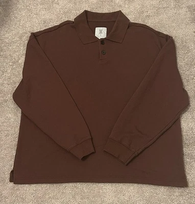 Savage x Fenty Maroon Mens Long Sleeve Polo Size Medium - Image 1 of 4