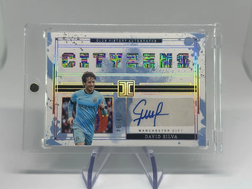 2024/25 Panini David Silva Club History auto Manchester City Impeccable Soccer  - Image 1 of 2