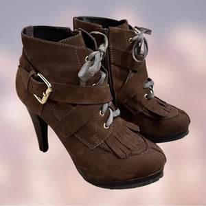 STEPHANIE Brazil Nubukleder Plateau Absatz Bootie Pumps braun 7,5/38 Neu ohne Etikett - Bild 1 von 6