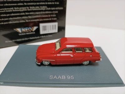 Красная классическая модель туристического автомобиля Saab Neo 1:87 Saab 95 Wagon 1964 - Изображение 1 из 4