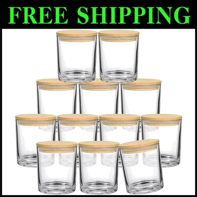 Dishwasher Safe 14oz Glass Candle Jars - 12 Pack with Biodegradable Bamboo Lids - Image 1 of 4