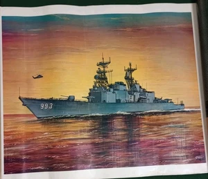 USS Kidd DDG-993 Art Print 18x22 Shipbuilder Artist Hamelrath USN NAVY - Bild 1 von 8