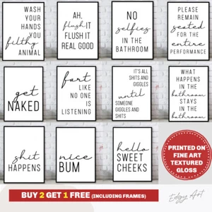 FINE ART QUALITY Bathroom Print Minimalist Wall Funny Poster Toilet Home Picture - Picture 1 of 48