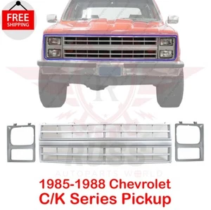 New Front Grille Headlights Bezel Left Right Fits 1985-1986 Chevrolet C10 PICKUP - Picture 1 of 12