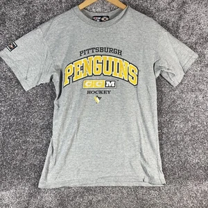 Vintage Pittsburgh Penguins T-Shirt Mens Size Medium Gray CCM 90s NHL Hockey - Picture 1 of 8