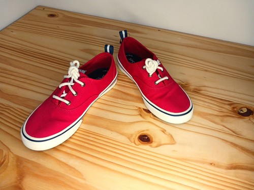 Sneaker Red Sperry Top Sider Crest CVO in tela bianca stile Converse donna 7M