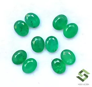 Natural Emerald Oval Cut 5x4 mm Lot 10 Pcs 3.38 CTS Untreated Loose Gemstones - Imagen 1 de 7