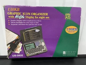 OREGON SCIENTIFIC 130KB ORGANIZADOR ICONO GRÁFICO AM-080E Tecnología De Colección Raro - Imagen 1 de 4