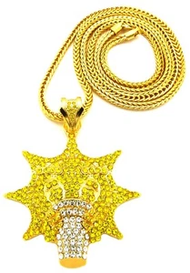 Gang Necklace New Glo Crystal Rhinestone Pendant 36 Inch Franco Chain Glory Gang - Picture 1 of 10
