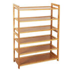High Quality Concise Rectangle 6 Tiers Bamboo Shoe Rack Wood Color