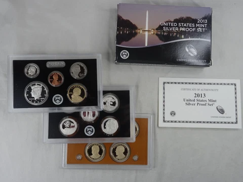 2013-S US Mint Silver Proof Set with COA & Box 14 Coins 90% United States Cover