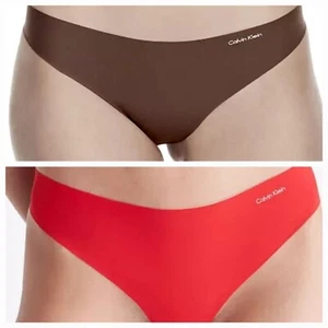 CALVIN KLEIN Invisibles Chestnut Brown Red Thong Panty Underwear Women XS 2 Pack - Picture 1 of 7