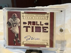 2021 panini national treasures 🔥Jaylen Waddle🔥Roll Tide Rookie Auto /25 Miami - Picture 1 of 2