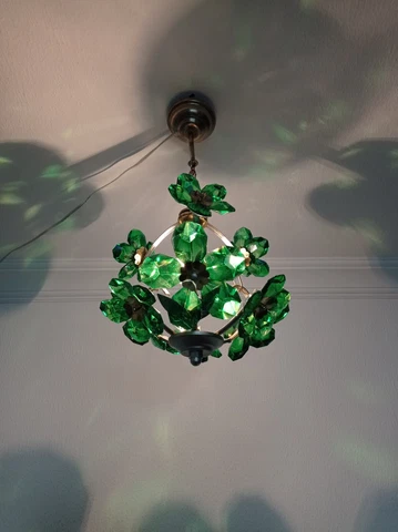 Vintage Green Crystal Chandelier Hand Painted Light Ceiling Fixture Lighting Cover