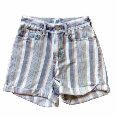 Pantalones Cortos Urban Outfitters BDG Para Mujer Multicolor Rayas Mamá Tiro Alto Talla 25 Foto 1 de 4