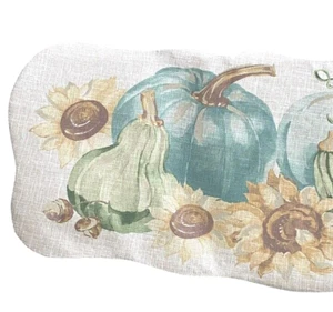 Shabby Chic Table Runner Fall Watercolor Pumpkins Gourds Sunflowers 48" x 14" - Picture 1 of 11