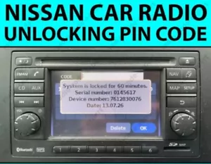 ✅ NISSAN RADIO CODE ✅ DAEWOO BLAUPUNKT CLARION✅UNLOCK CODE✅ ALL MODELS✅PIN CODE✅ - Picture 1 of 8