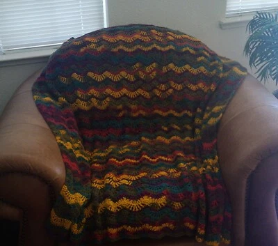 NEW HAND CROCHET BRIGHT MULTI COLOR AFGHAN THROW LAP BLANKET HAND MADE - Image 1 of 3