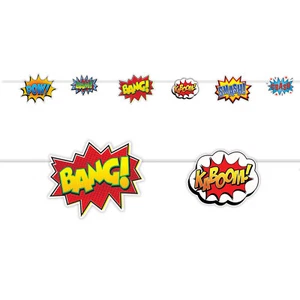 Super Hero Party Supplies Streamer Decoration Action Signs Boy Girl Birthday - Picture 1 of 1