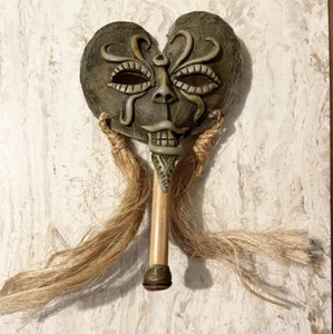 Handmade Handsculpted Stick Mask Masquerade Natural Materials *One Of A Kind* - Picture 1 of 12