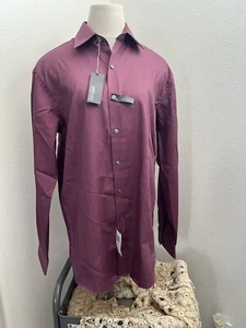 Kenneth Cole Reaction men's Long Sleeve Button Front Shirt Size M 15 1/2 NWT - Picture 1 of 16
