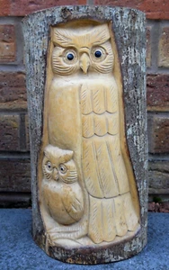 Wooden Carving Figure OWL 30 cm DECORATION INDOOR / OUTDOOR - Picture 1 of 9