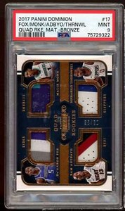 Bam Adebayo/DeAaron Fox Rookie 2017-18 Panini Quad Ticket Mat Bronze #17 PSA 9