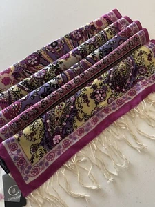 Codello 100% Wolle Lila Rosa Paisley Blumen Verziert Schal Neu Damen Herren - Bild 1 von 7