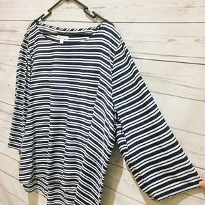 TRENERY Top Blouse Size XXL (AU 18) Nautical White Navy Stripe Modal Comfortable - Picture 1 of 7