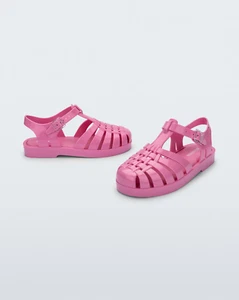 NIB Mini Melissa Glossy Pink Possession Jelly Sandals Toddlers Girls Size 11 - Picture 1 of 5