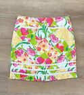 ?? Lilly Pulitizer Pink White Green Floral Print Crochet Patchwork Skirt 0 = Xs