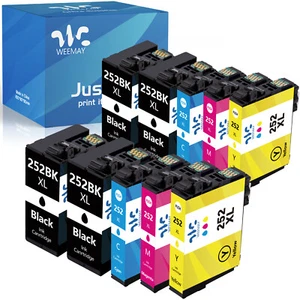 10P T252XL 252XL 252 Ink Cartridges for Epson WorkForce WF-3640 WF-7110 printer - Picture 1 of 7