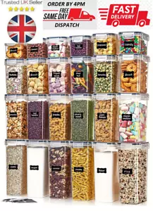 Juego de 24 contenedores de almacenamiento de cocina cuadrados con tapas herméticas para alimentos azúcar - Imagen 1 de 16