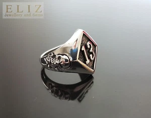 Lucky number 13 Ring 925 Sterling Silver Skull & Bones Exclusive Biker Rock - Picture 1 of 7