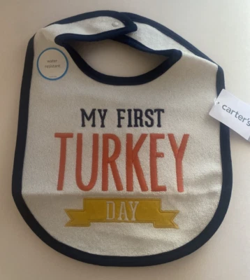 Babero Carter's Baby Infant My First Turkey Day Thanksgiving talla única grande Foto 1 de 4