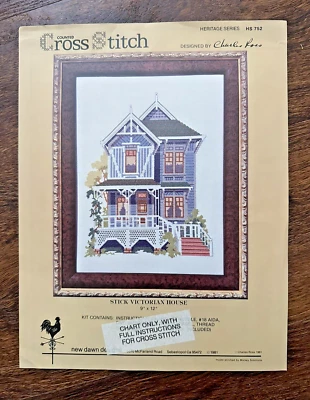 Charles Ross “Stick Victorian House" New Dawn Designs Cross Stitch Chart HS 752 - Image 1 of 4